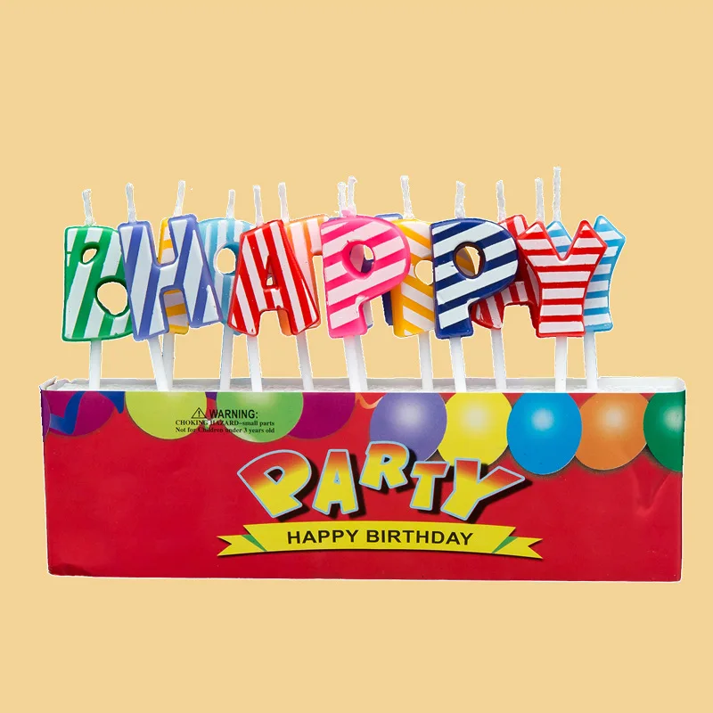 1 set Beautiful Golden letters polka dot str Creative Cartoon Kid's Birthday Cake/Cupcake Toppers Party Birthday Candle Creative