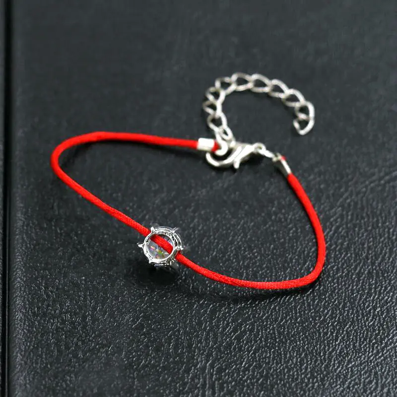 BPPCCR Thin Red Rope Thread String Bracelets for Women Girls Silver Color Austrian Crystals AAA Zircon Lucky Charm Bracelet Pulsears bracelet jewelry
