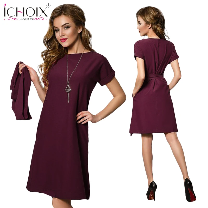 

Summer New Women Chiffon Plus Size Dress 2019 Loose Big Size Elegant Office Ladies Dresses Fashion Casual Short Sleeve With Belt