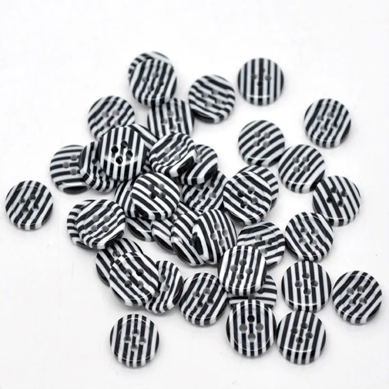 100 шт Черная Зебра полосатые 4 круглые отверстия смолы Швейные Кнопки подходят для шитья или скрапбукинга 12 мм