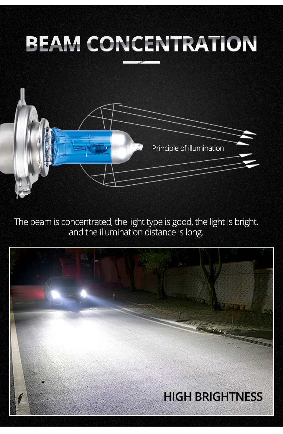 Foxcnsun 1 шт. супер белая галогенная лампа H4 H7 12 В 55 Вт/60 Вт 100 Вт 6000 К 6500 к кварцевое стекло автомобильный головной светильник лампа мотоциклетный светильник
