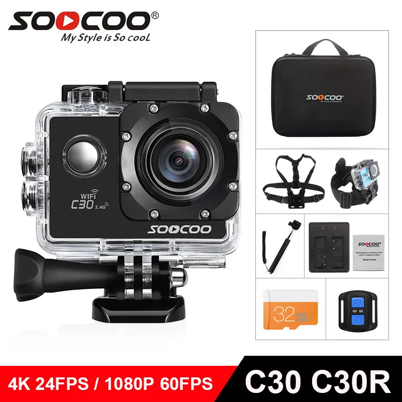 

Action camera deportiva Original SOOCOO C30 / C30R remote HD 4K WiFi 1080P 60fps 2.0 LCD 170D sport waterproof camera