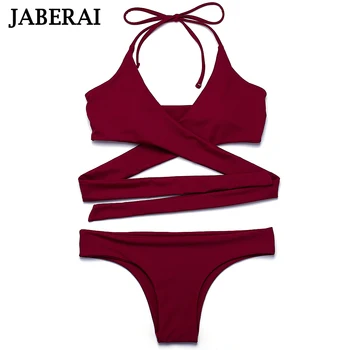 

JABERAI String Cross Bikini Brazilian Bottom Swimsuit 2019 Sexy Halter Swimwear Women Bathing Suit Push Up Strappy Bikini Set