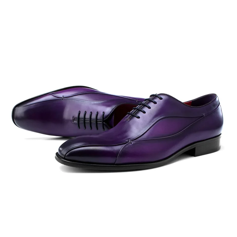 Г. Фиолетовые модные роскошные итальянские модельные туфли для мужчин; обувь из натуральной кожи; оксфорды; Мужская обувь; Свадебная офисная обувь