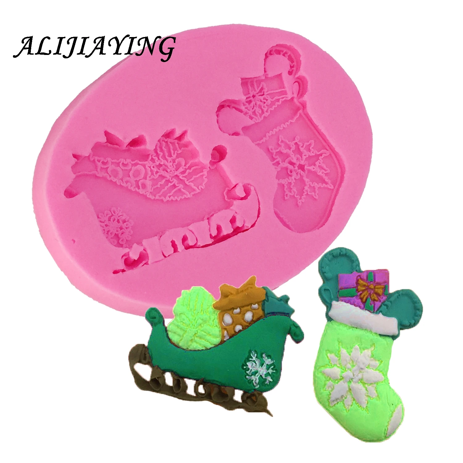 

1Pcs Christmas stocking snowflake pattern Silicone Fondant Molds sled Cake Decorating Tools Sugarpaste Craft Bakeware D1272