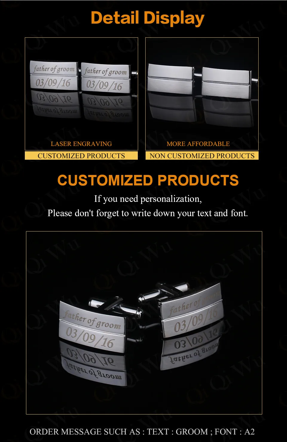 Персонализированные NameCufflinks брендовые дизайнерские свадебные Серебристые запонки на заказ для мужских подарков лазерной гравировкой CL-020