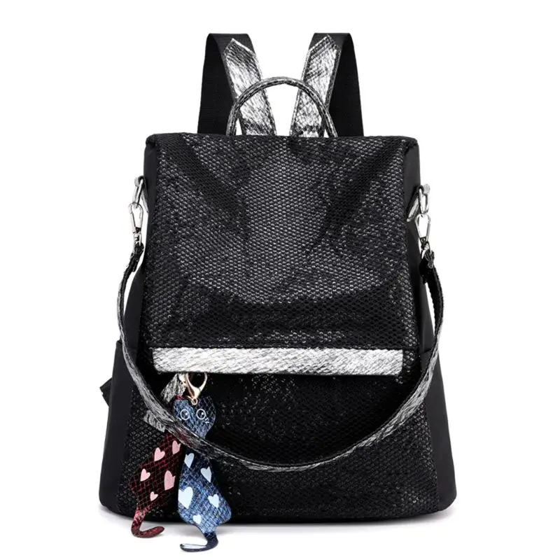 

Women Sequins Backpack Waterproof Nylon Anti-theft Fashion Bag Lightweight School Shoulder Bags