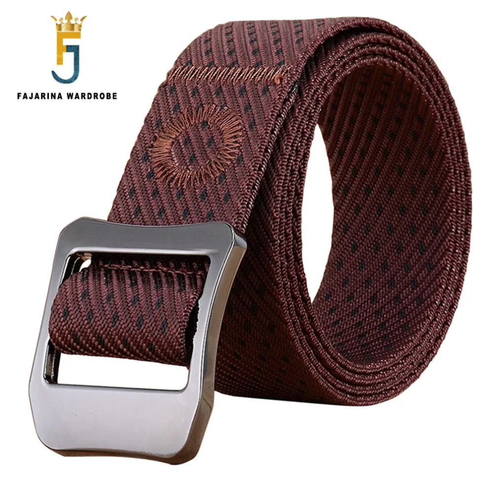 FAJARINA Unisex Quality Alloy Smooth Buckle Canvas Casual Styles Straped Patchwork Nylon Belts for Men 95-125cm Length CBFJ0033 cukup 2022 new design zinc alloy buckles metal men s quality striped nylon belt canvas belts for men 125cm length cbck162