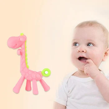

New Baby Cartoon Giraffe Shape Teether BPA Free Soft Silicone Teething Toy for Infant
