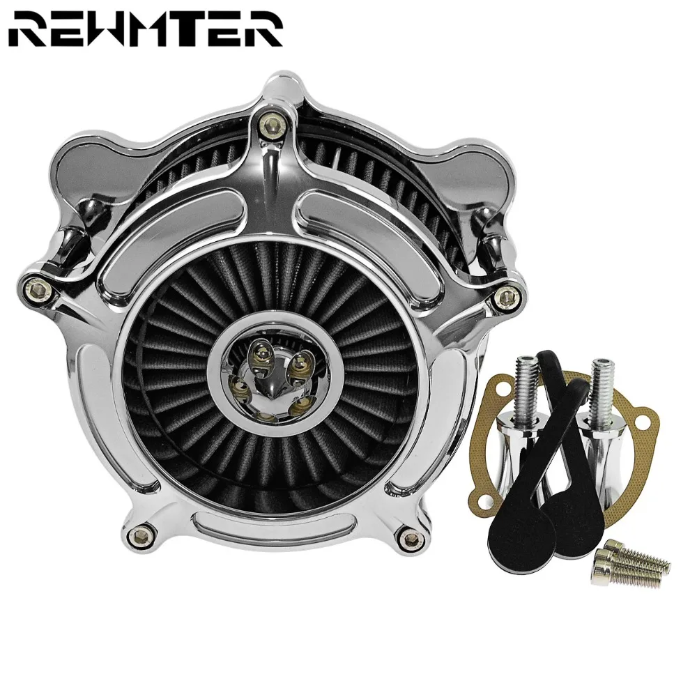 

Motorcycle Chrome Air Filter Cleaner Gray Intake Element Accessories For Harley Touring Road King FLHX Dyna Softail FLSTF