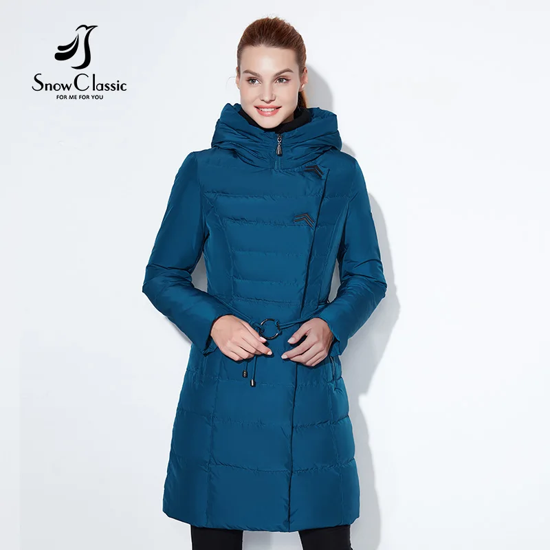 SnowClassic 2017 Модные женские зимняя куртка толстый длинное пальто куртки капюшон