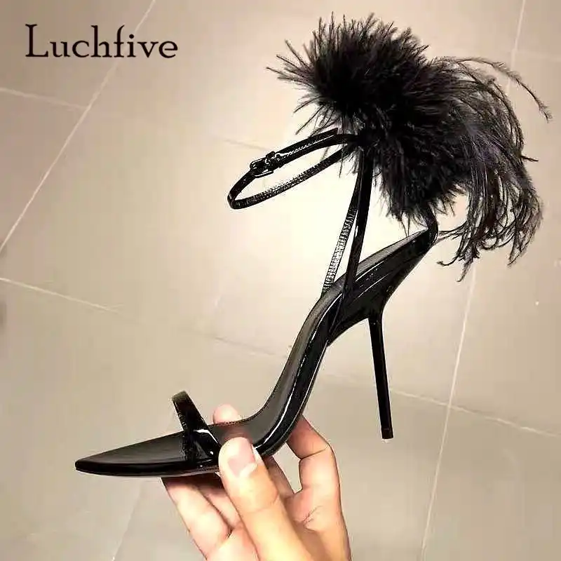 black thin strappy heels