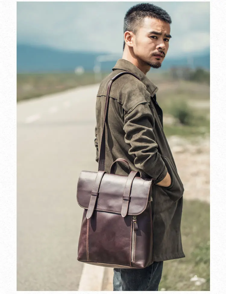 Amasie Винтаж Для мужчин Рюкзак Back Pack Обувь для мальчиков из натуральной кожи