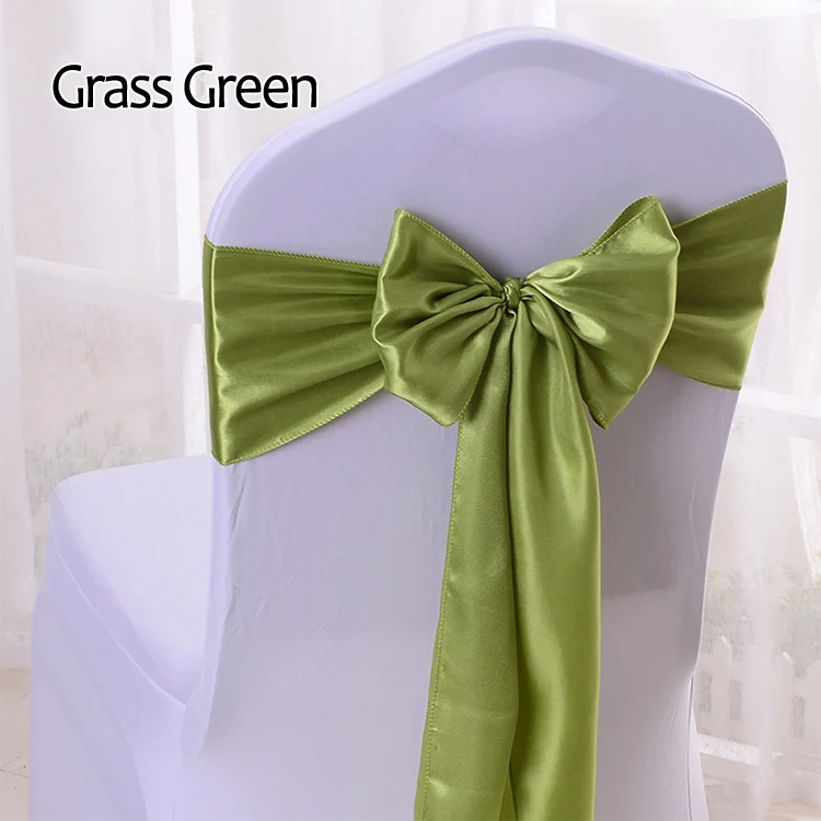 YRYIE 25 шт./лот шелковая атласная лента бант стул пояса для банкета стул Свадебная вечеринка украшения повязка на стул - Цвет: Grass Green