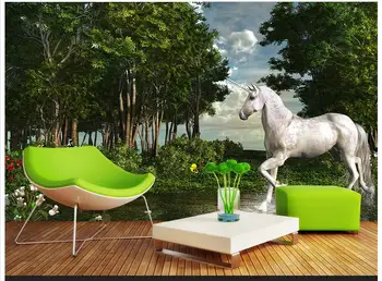 

Customized 3d wallpaper for walls 3 d wall murals wallpaper Forest hd unicorn background wall paper 3d living room home decor