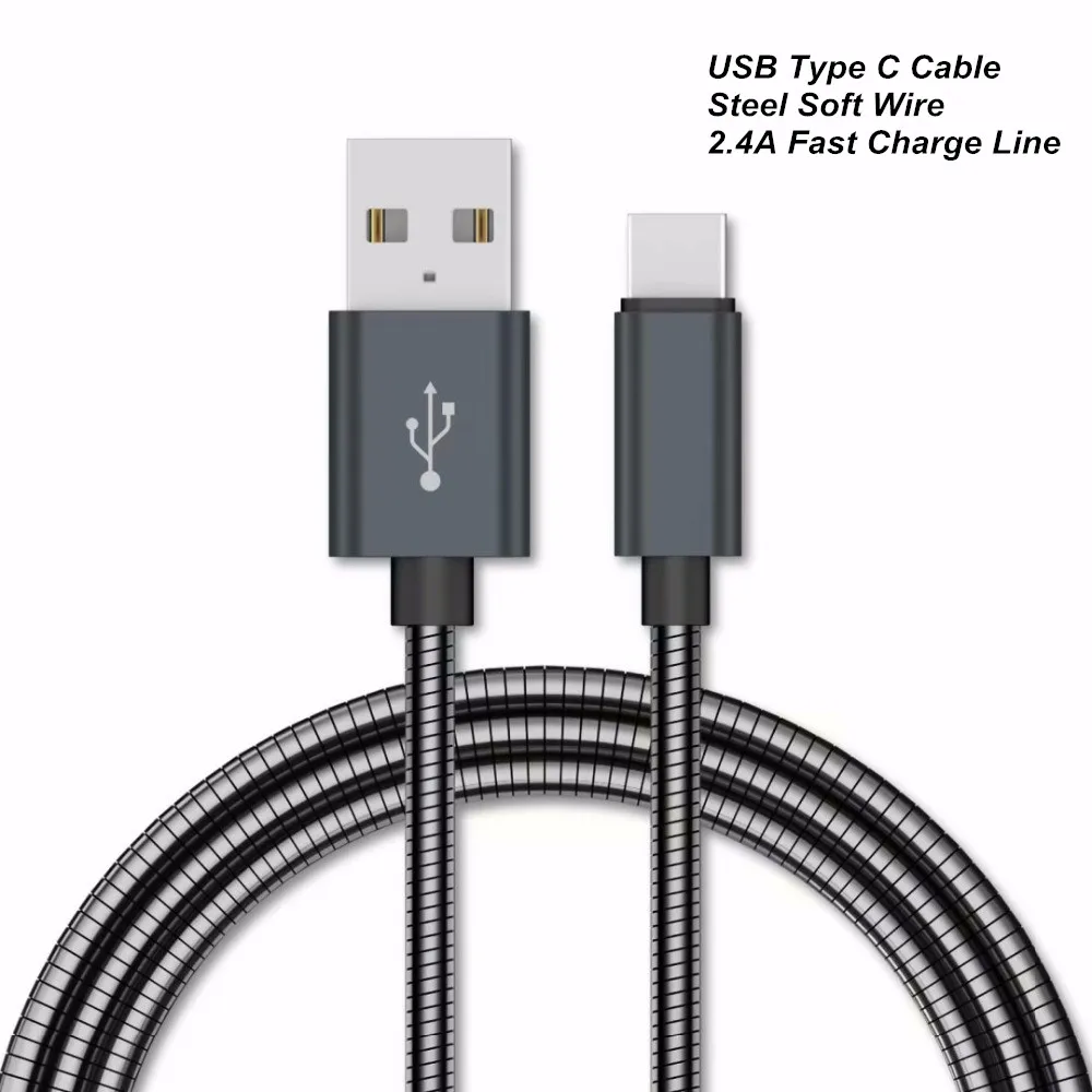 

0.2/1/2 Meter Type C Cable 2.4A Fast Charger Data SYNC Soft Steel Cord For Samsung Galaxy S8 S9 plus Note 7 C5 C7 C9 pro A9 Star