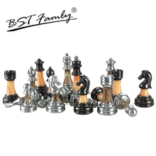 BSTFAMLY Chess Set ABS Plastic Plating Process and Metal Aggravation Chess Pieces Chessman King Height 90mm Chess Game IA2