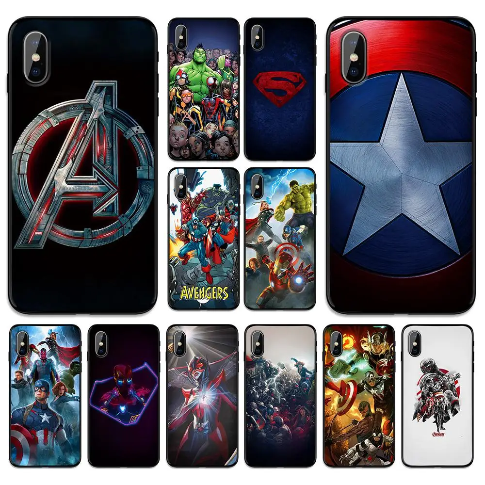 Marvel Avengers Heros мягкая термополиуретановая крышка-чехол для Apple iPhone 6 6S 7 8 Plus 5 5S SE X XS MAX