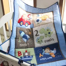 Синяя детская кроватка наборы для мальчика 7 шт дорожный автомобиль и самолет для ребенка(маленький пилот) одеяло, простыня для кроватки, юбка для детской кроватки, 4 бампера