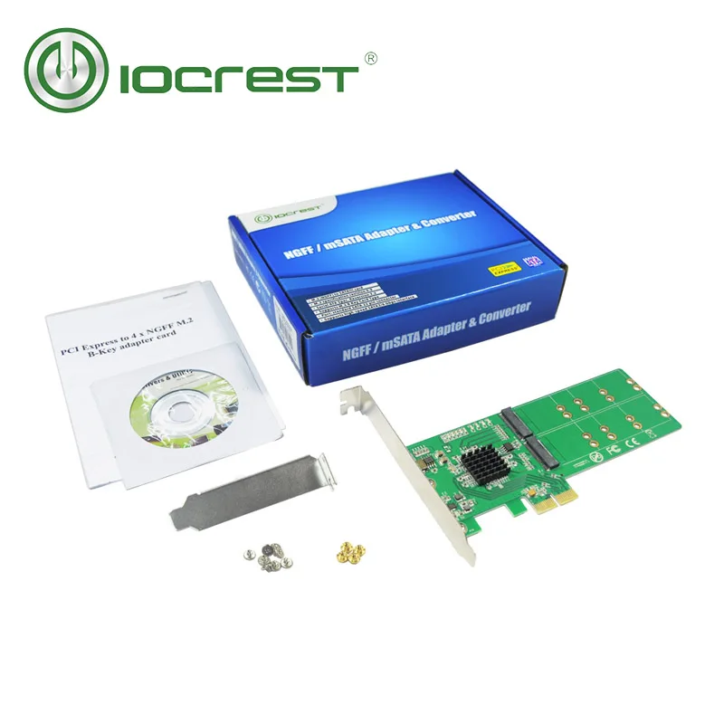 IOCREST PCI Express до 4 x NGFF M.2 B Ключ адаптер карты Поддержка 2280, 2260, 2242 и 2230 Размер чипсет Marvell 88se9235