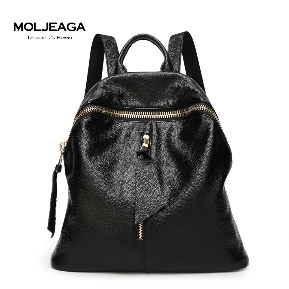 MOLJEAGA 100 Real Soft Genuine Leather Women Backpack Woman Korean Style Ladies Strap Laptop Bag Daily