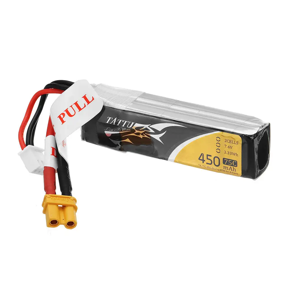 ACE Tattu 450mAh 75C 14,8 V 11,1 V 7,4 V 4S 3S 2S Lipo батарея XT30 XT60 T Разъем для RC FPV гоночный Дрон