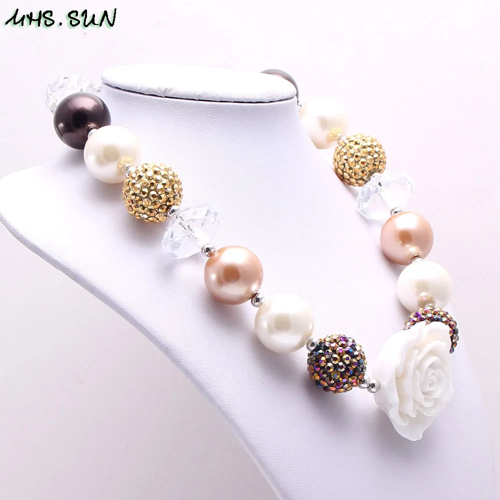 BN580-1 (5),$5.85-1$3.13-1. Christmas Flower Beads Princess Necklace Bracelet Chunky Bubblegum Beaded Necklace Baby Girl Toddler Jewlery Best GiftJPG
