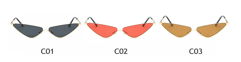 Ретро маленькие солнцезащитные очки кошачий глаз для женщин, фирменный дизайн, металлическая полуоправа, тени, треугольные очки, Винтажные Солнцезащитные очки Cateye