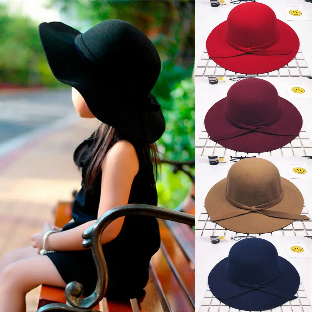 

Sweet Girls Kids Bowknot Hat Bowler Sun Caps Bonnet Toddler Photography Props 5 Colors