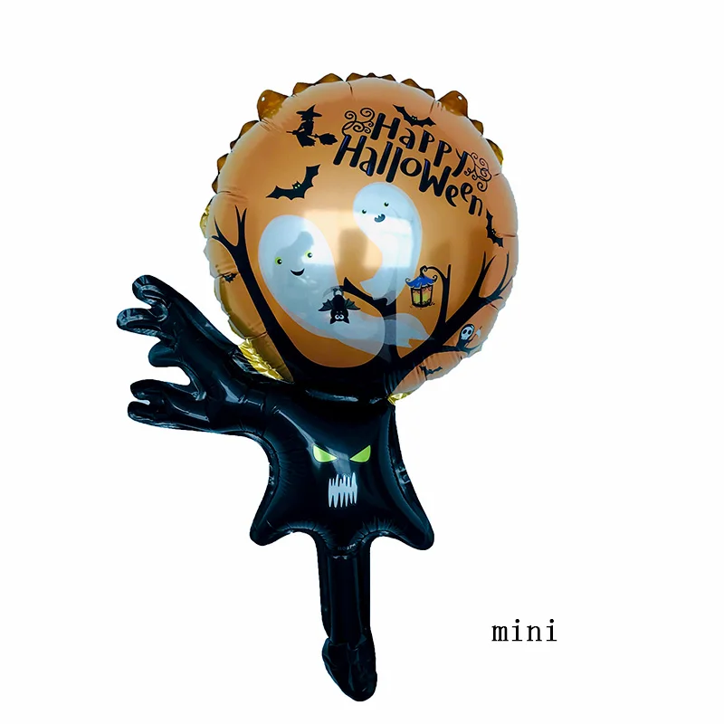 50 pcs 5 Styles Mini Black Cat Pumpkin Bat Skull Specter Halloween Eve Foil Balloons Decor Inflatable toys Balloon Party Supplie