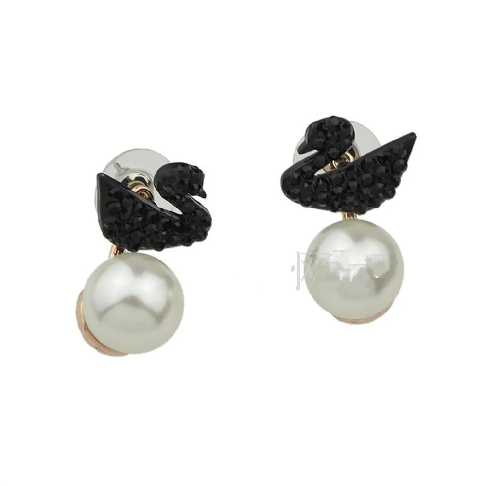 2017 free shipping fashion women Fashion New Jewelry wholesale Fashion Black Swan Imitation Pearl Earrings