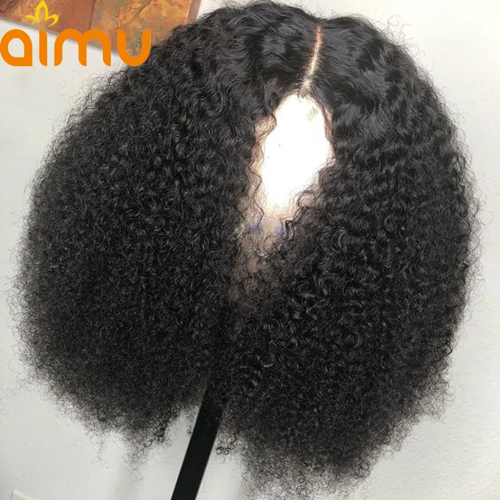 

Aimu Afro Kinky Curly Silk Base Lace Front Wig With Baby Hair 150 Density Brazilian Virgin Human Hair Wigs For Black Women