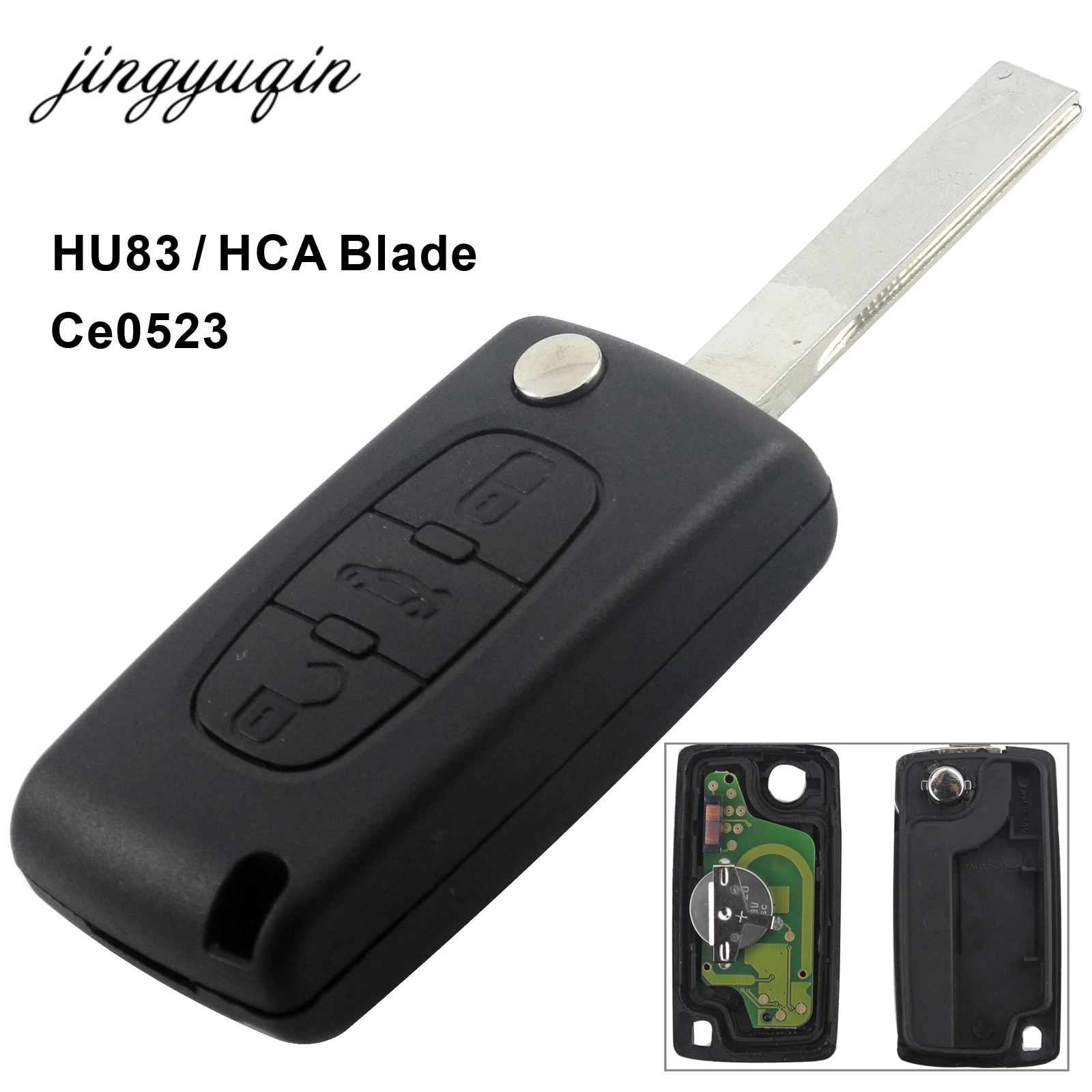 CE0523 flip key shell 3 button middle light VA2/HU83 blade for
