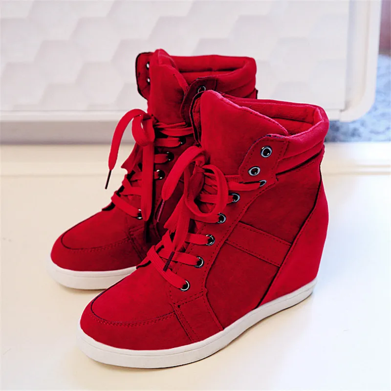 Zapatillas para mujer con plataforma cuña escondida de ante de imitación,  botas informales, botines deportivos, deportivas de tacón escondido, gamuza  artificial, temporada primavera|Botas hasta el tobillo| - AliExpress