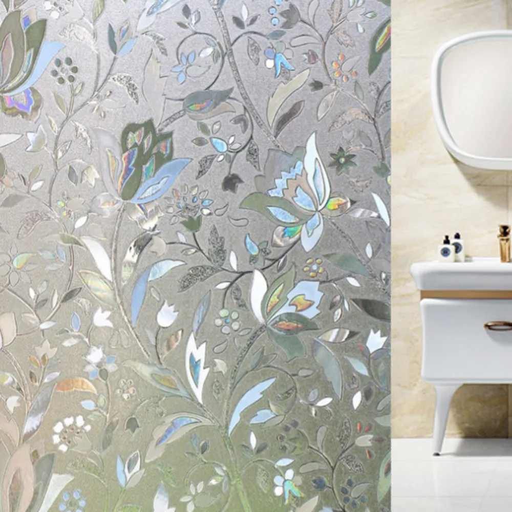 

3D Reflective Decorative Window Film No-Glue Static Stickers Etched Glass Frosted Vinyl Privacy Window Film Home Decoration