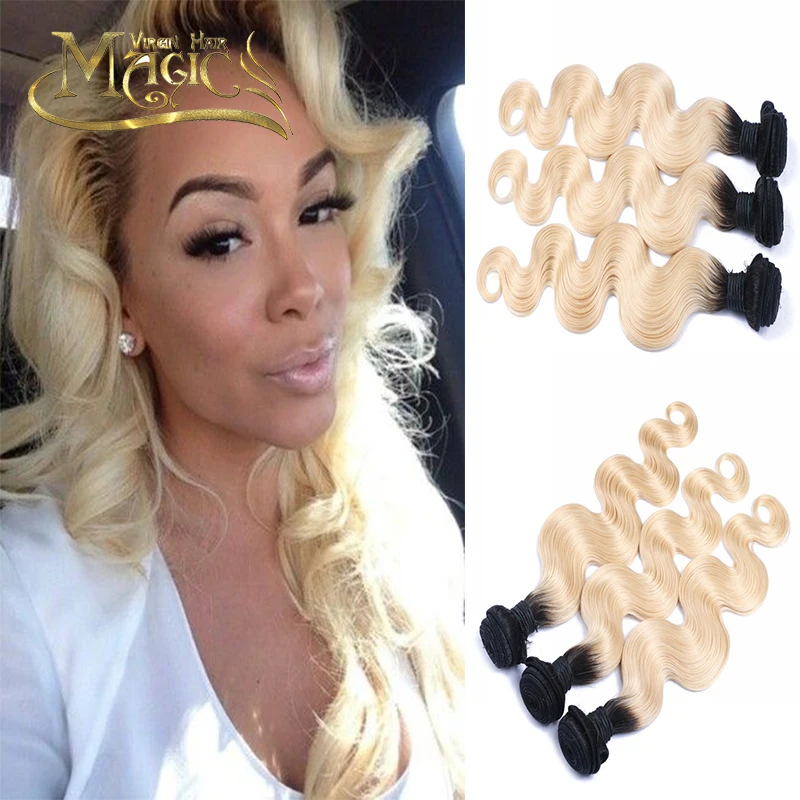 Grade 7A 1b/613 Dark Root Blonde Hair Body Wave Two Tone ...