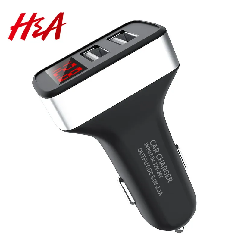 H & A العالمي شاحن سيارة شاشة ديجيتال المزدوج ميناء USB محول ل فون X 8 7 مزدوج USB سيارة شاحن سامسونج S9 شاحن