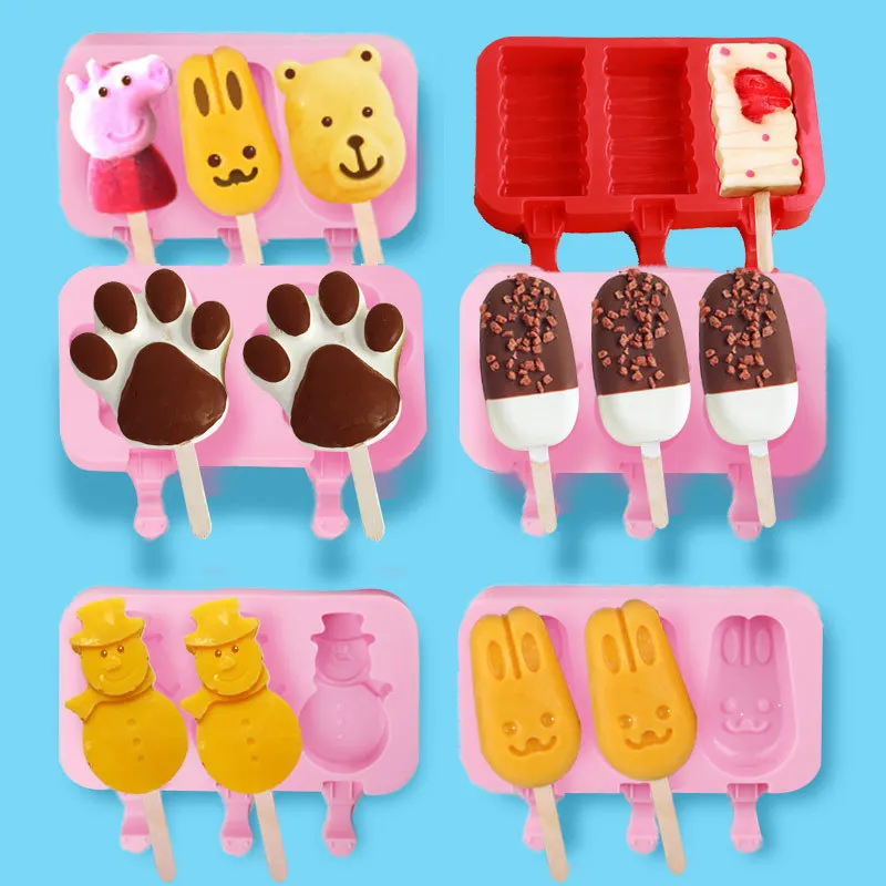 

Silicone DIY Ice-cream Mould for Ice-cream with Cover with 3 Ice-cream Conjoints Ice Cream Party Moldes De Silicon Para Helados