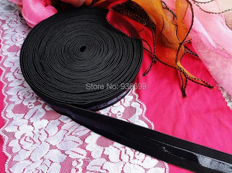 

elastic strap with silicone grip thin and light 2cm webbing color black for dress bag belt hair tie shoes head lamp