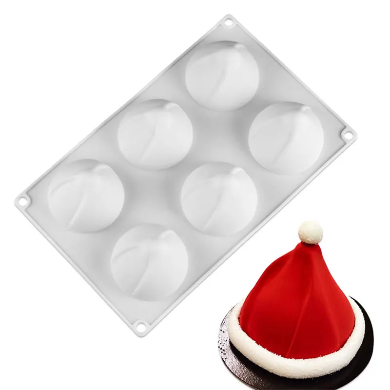 

Novelty Christmas Hat Design Cake Moulds 6 Holes 3D Silicone Cake Mold Dessert Pastry Decoration Baking Tools Mousse Mould