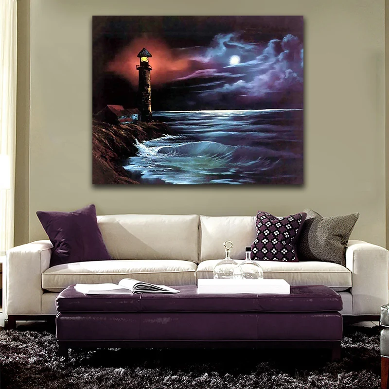 

DIY colorings pictures by numbers with colors Lighthouse by the sea picture drawing painting by numbers framed Home