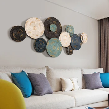 

European wall hanging wrought iron decoration Creative bedroom three-dimensional living room sofa