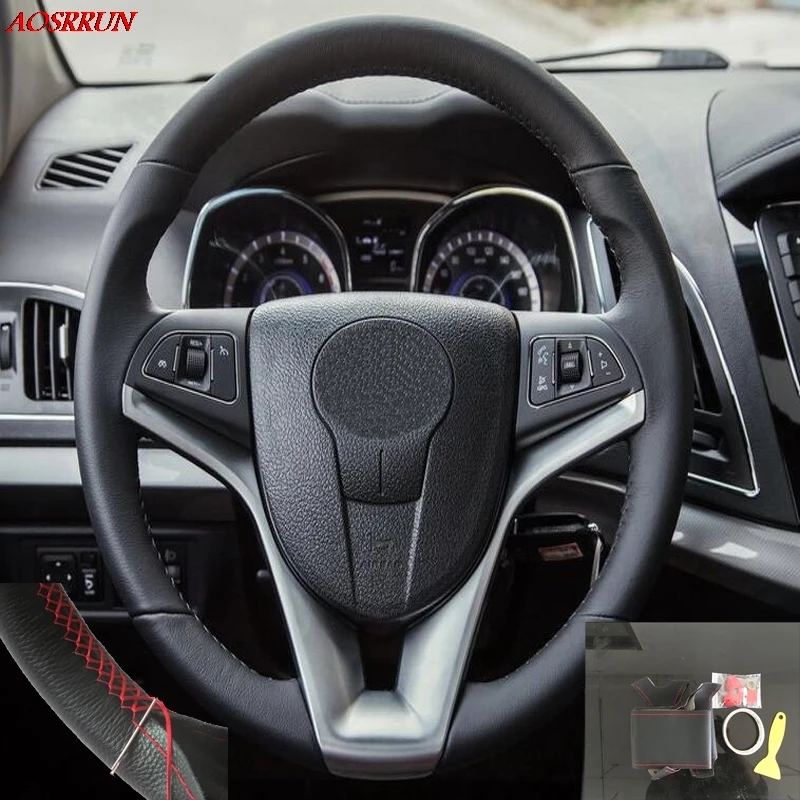 

Car Steering Wheel Cover DIY Genuine Leather Cowhide Braid With Needles Thread for Jac refine s5 2012-2017 Car-Styling Interior