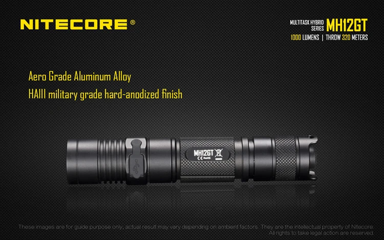 Топ продаж NITECORE MH12GT 1000LM светодиодный 18650 3400mah аккумулятор USB Перезаряжаемый Фонарик поисково-спасательный портативный фонарь