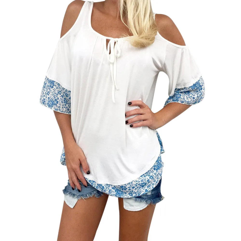 

Women's Short Sleeve T-Shirts Print Off-Shoulder T-Shirt Top Top de la camiseta Barr an T-leine T-Shirt oben
