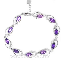 Браслет-цепочка с аметистом настоящий натуральный аметист 925 браслеты из стерлингового серебра 0.45ct* 10 шт драгоценный камень# C190224004