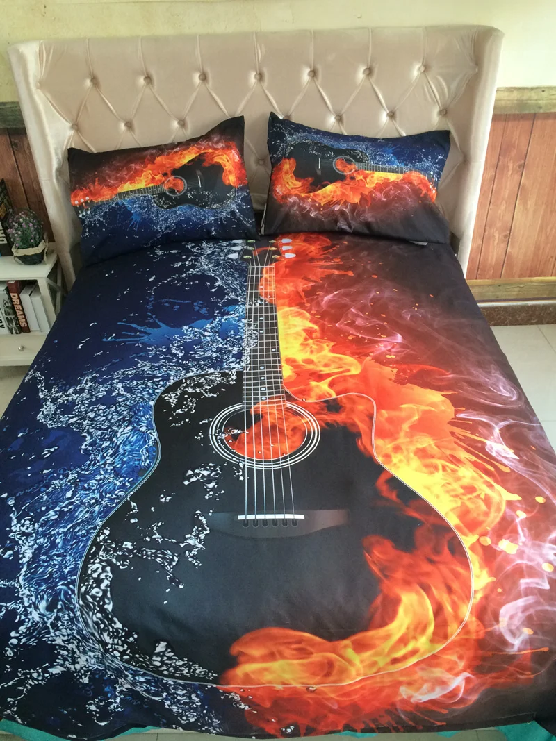 3D гитара Музыка постельные принадлежности набор HD постельные принадлежности пододеяльник набор постельное белье Твин Полный Королева Король Размер