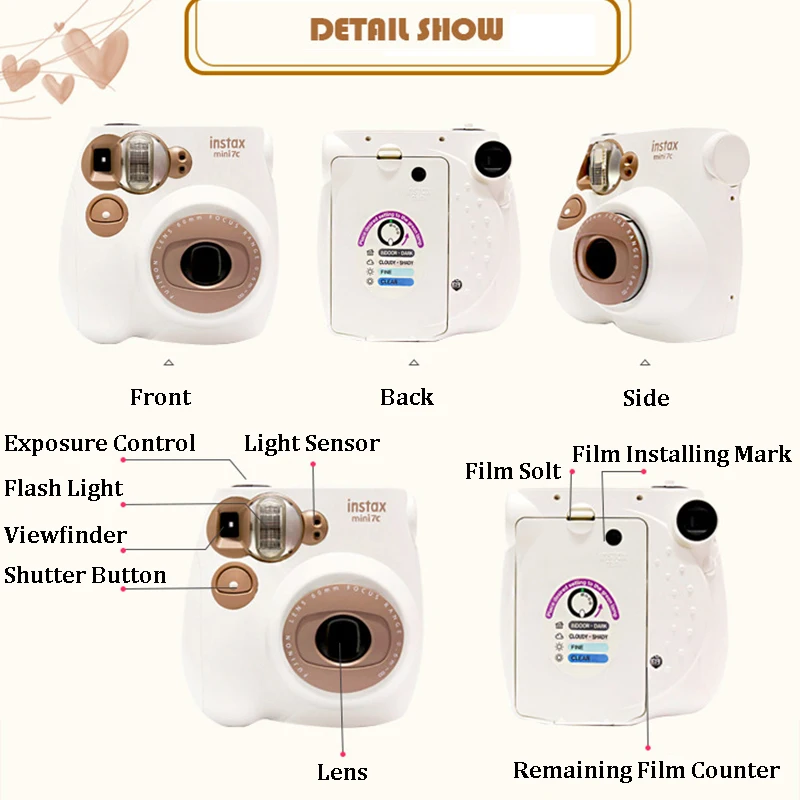 Пленка для камеры Fujifilm Instax Mini7c с автофокусом и ремешком на запястье путешествий