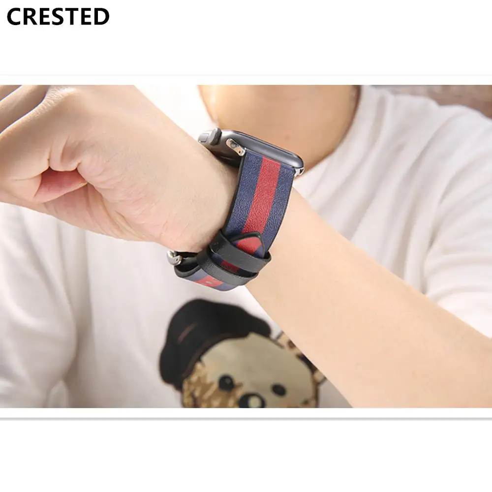 

Plaid Stripe strap for Apple watch band Apple watch 54 3 2 1 44mm 40mm iWatch band 38mm 42mm Genuine Leather bracelet
