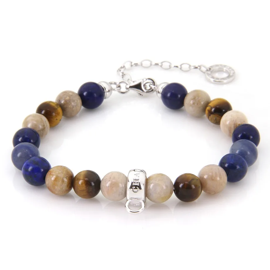 

Thomas Tiger Eye Coral Nature Stone Beads Bracelet Fit TS Charm, Chain Length 4.5cm, Glam Jewelry Soul Gift for Women TS B502